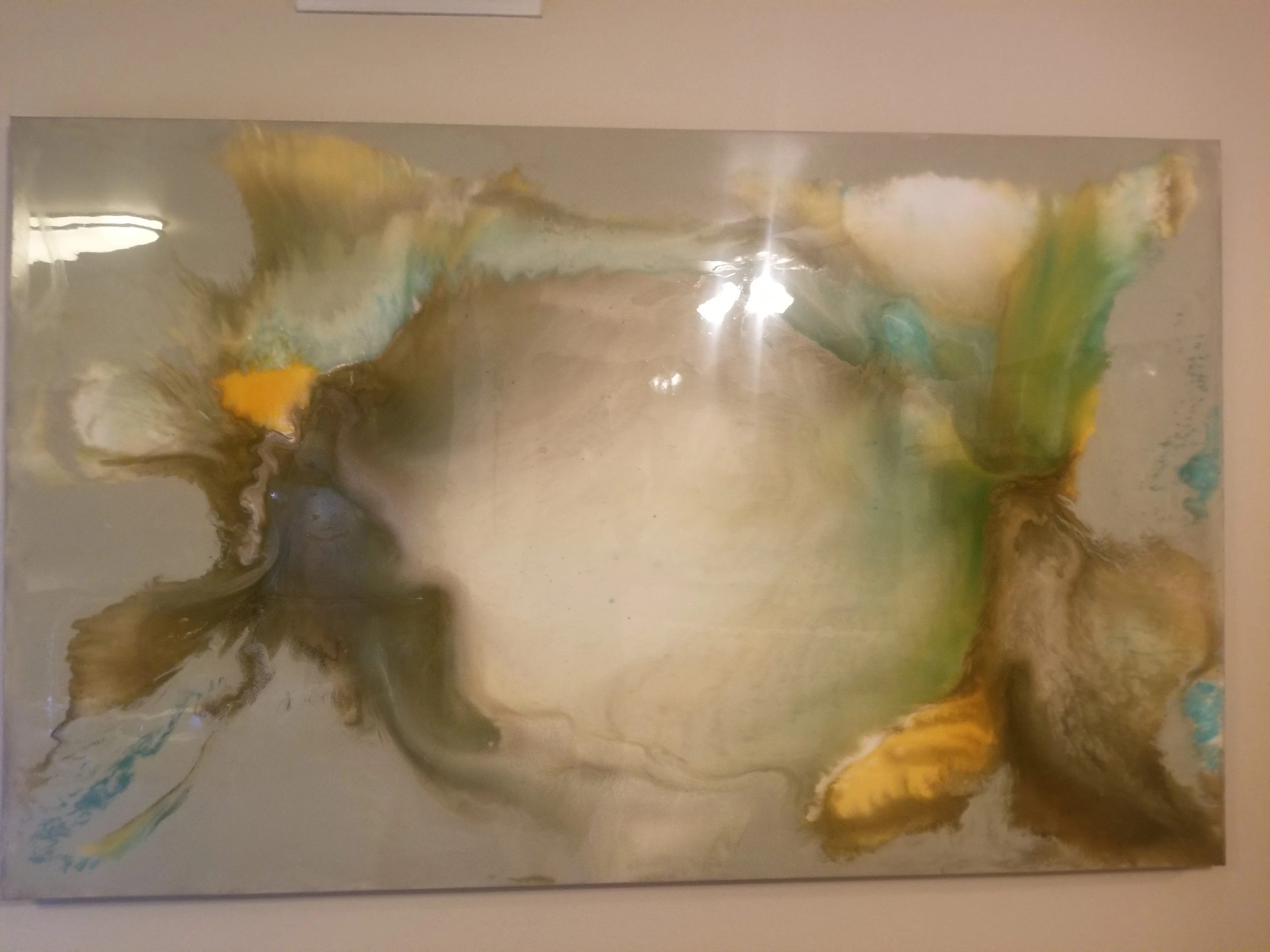 Rainbow Sea, abstract painting, 8 ft × 4 ft, resin on canvas, by Joline Renn