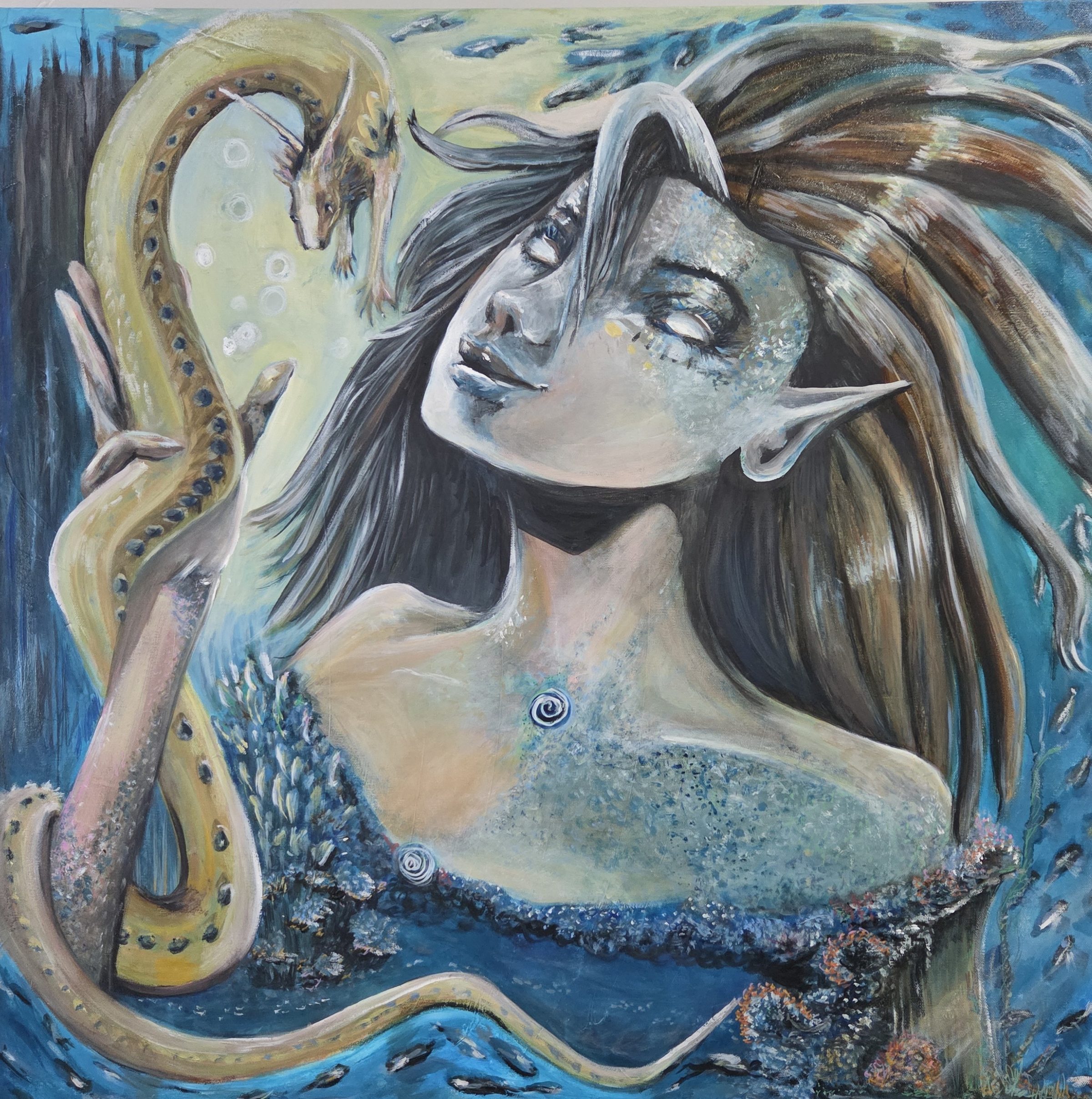 Calypso Star, abstract painting, 36 in × 36 in, oil on canvas, by Joline Renn