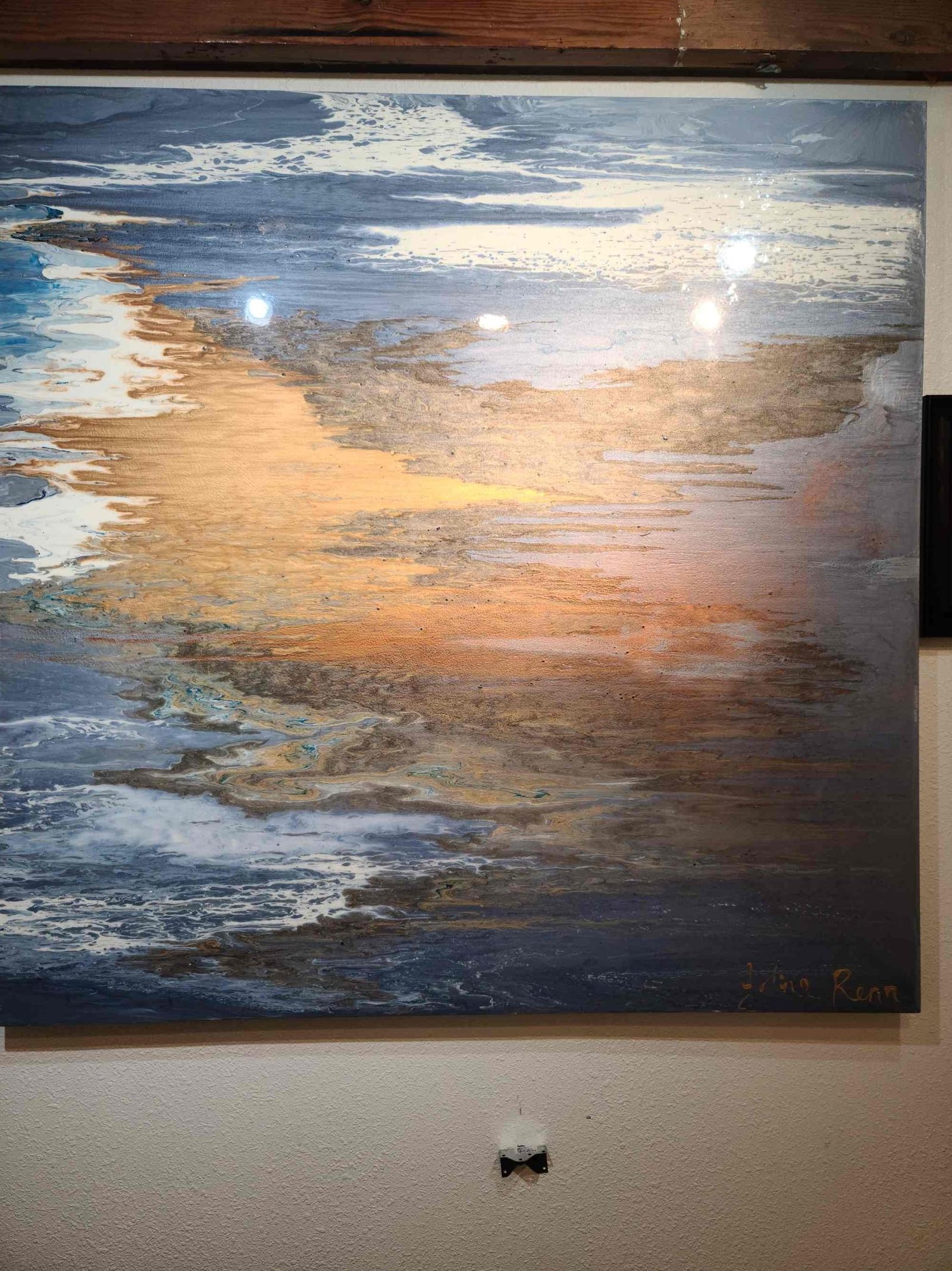 Flow State, abstract painting, 4 ft × 4 ft, resin and acrylic on canvas, by Joline Renn