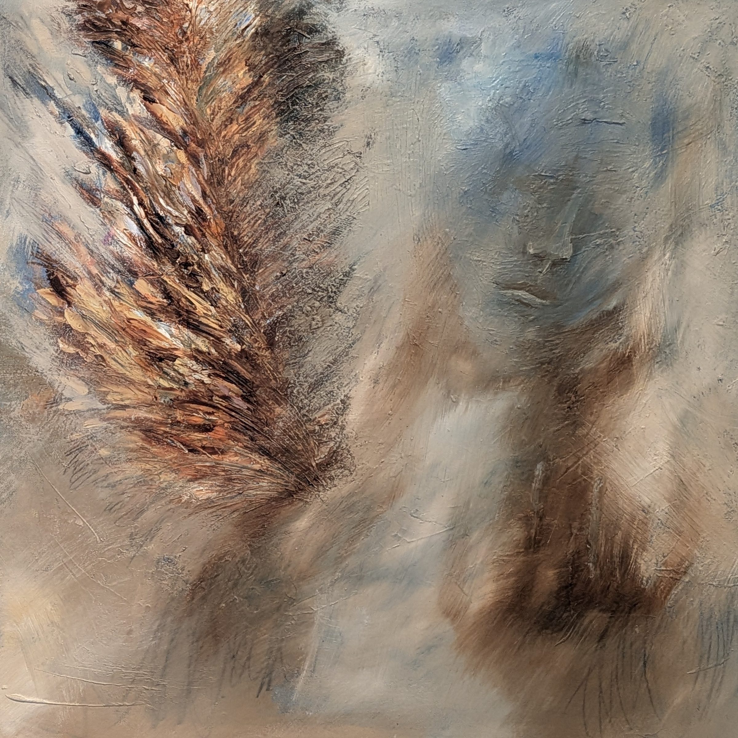 Hermes, abstract painting, 36 in × 36 in, oil on canvas, by Joline Renn