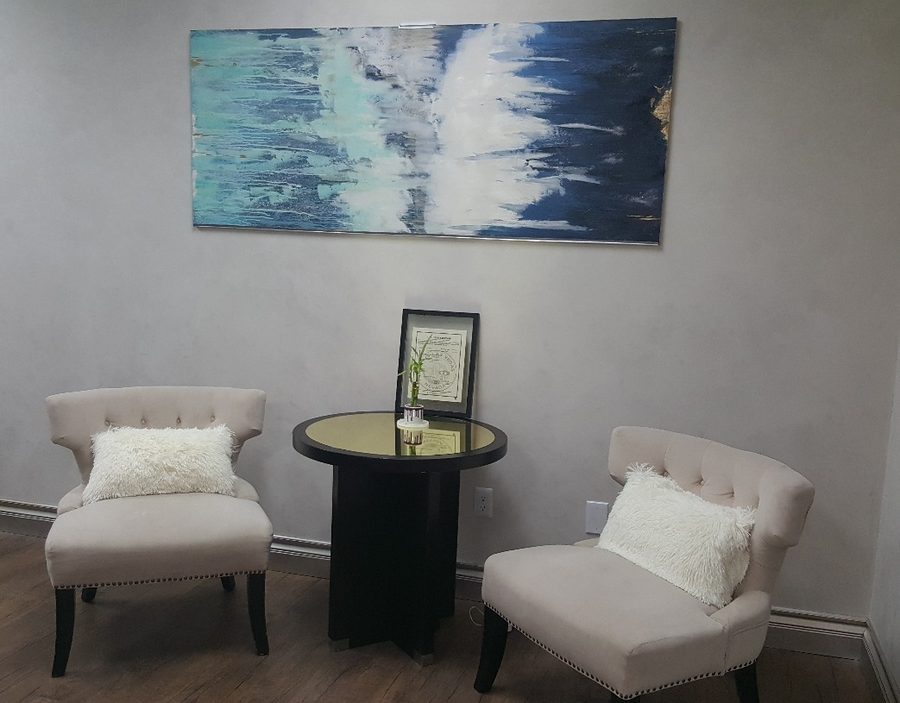 Angel, abstract painting, 3 ft × 7 ft, resin and mixed media on canvas, by Joline Renn