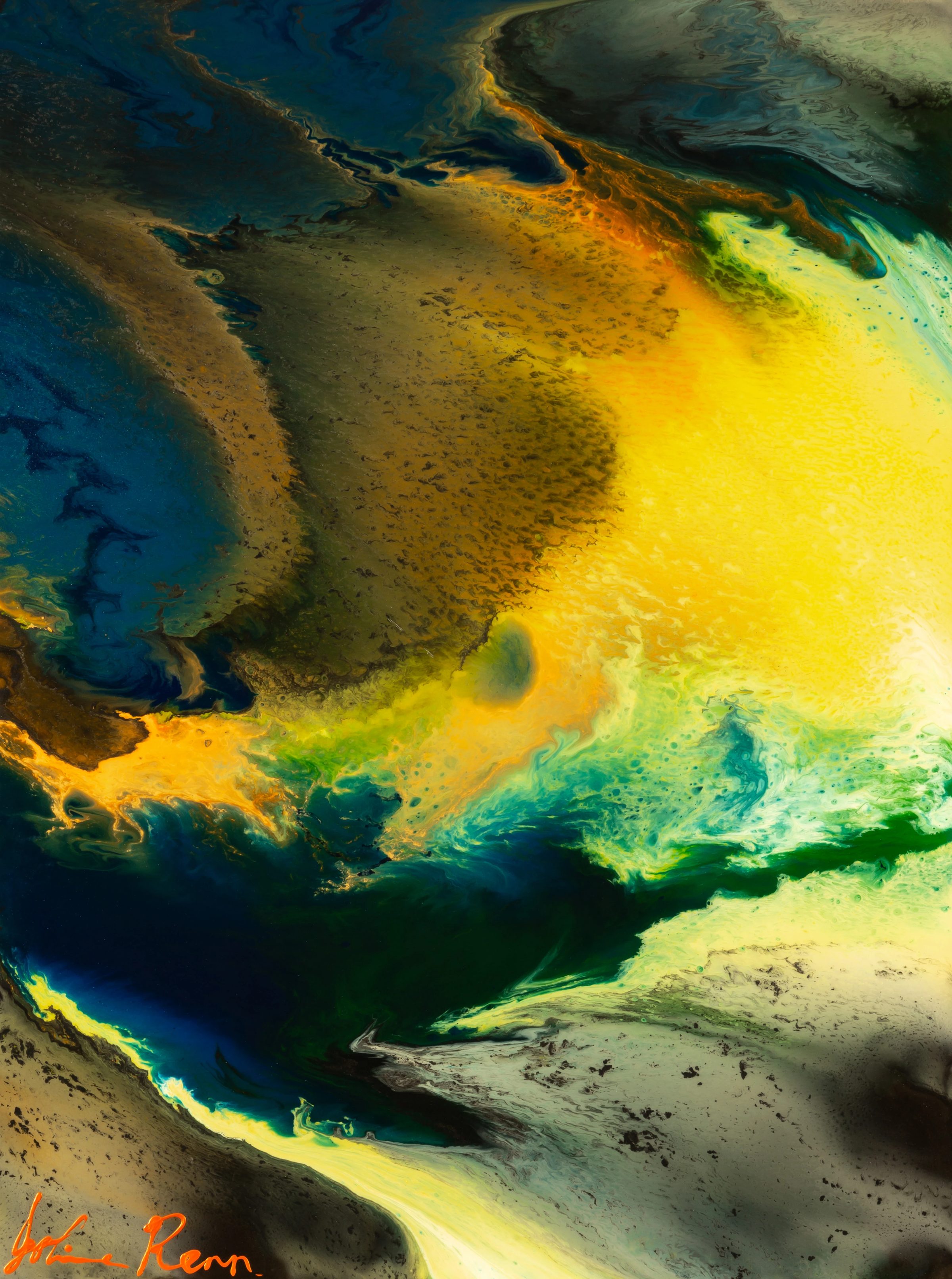 Evocation, abstract painting, 3 ft × 4 ft, mixed media on canvas, by Joline Renn