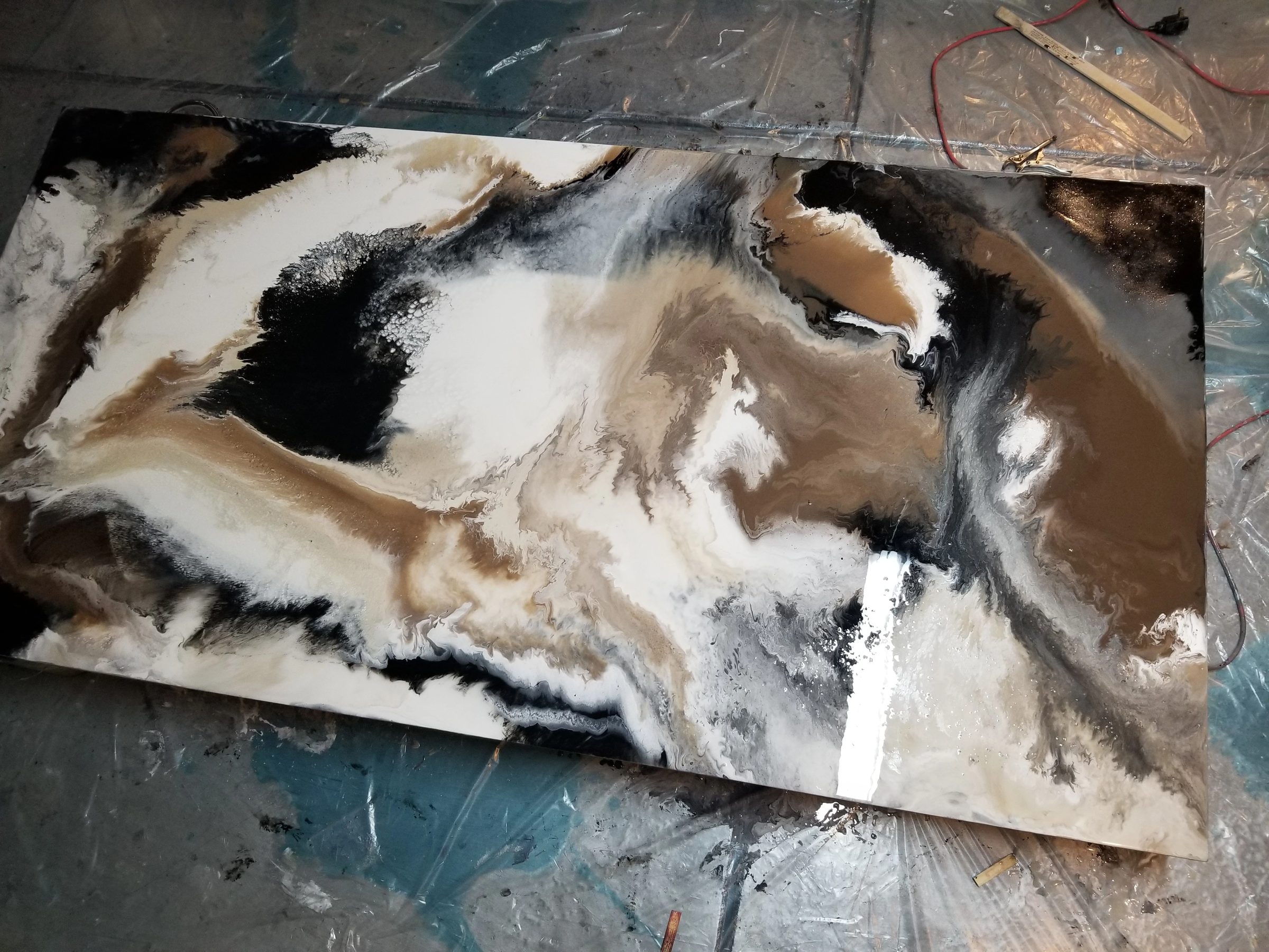 MISU, abstract painting, 8 ft × 4 ft, resin and mixed media on canvas, by Joline Renn