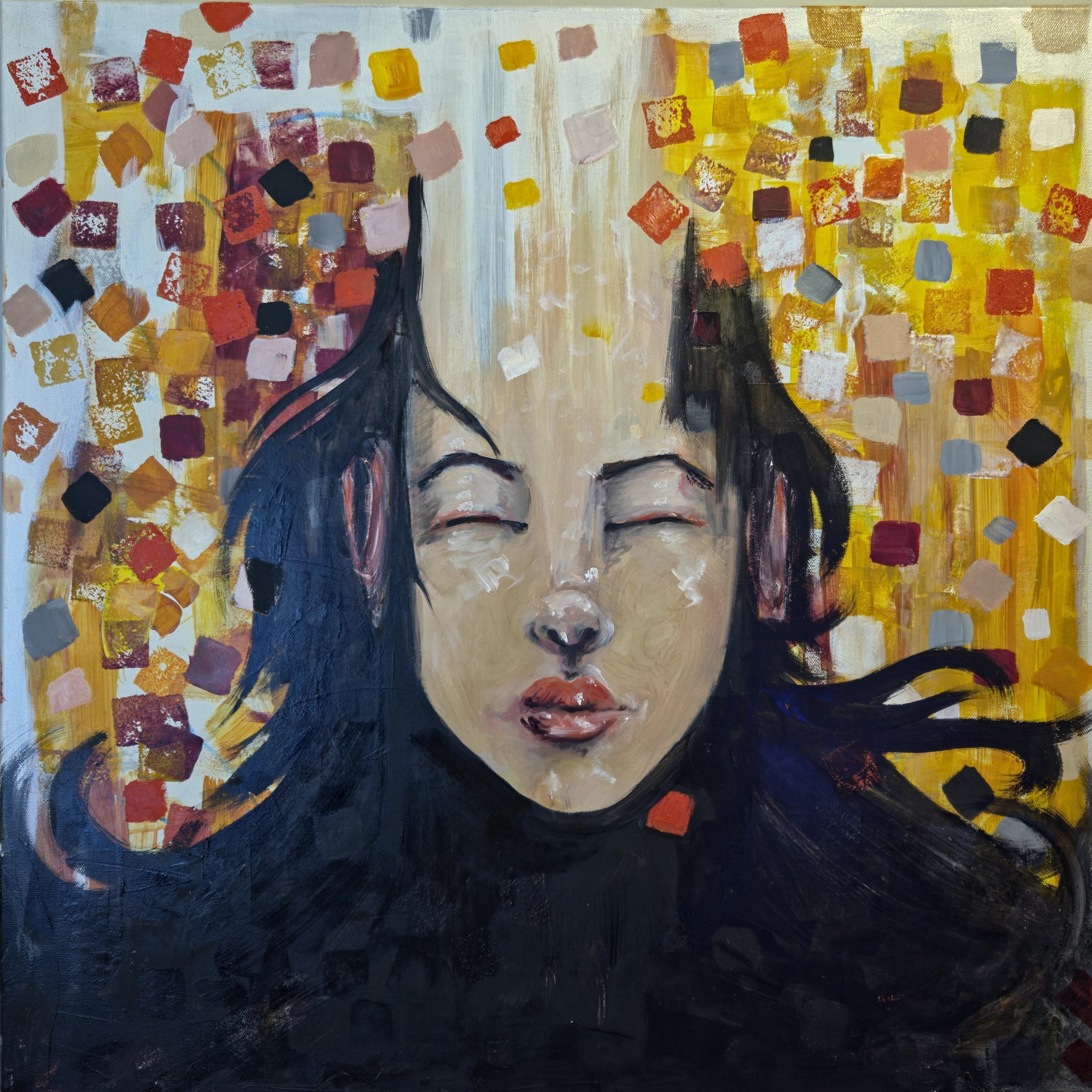 Open Mind, abstract painting, oil on canvas, by Joline Renn
