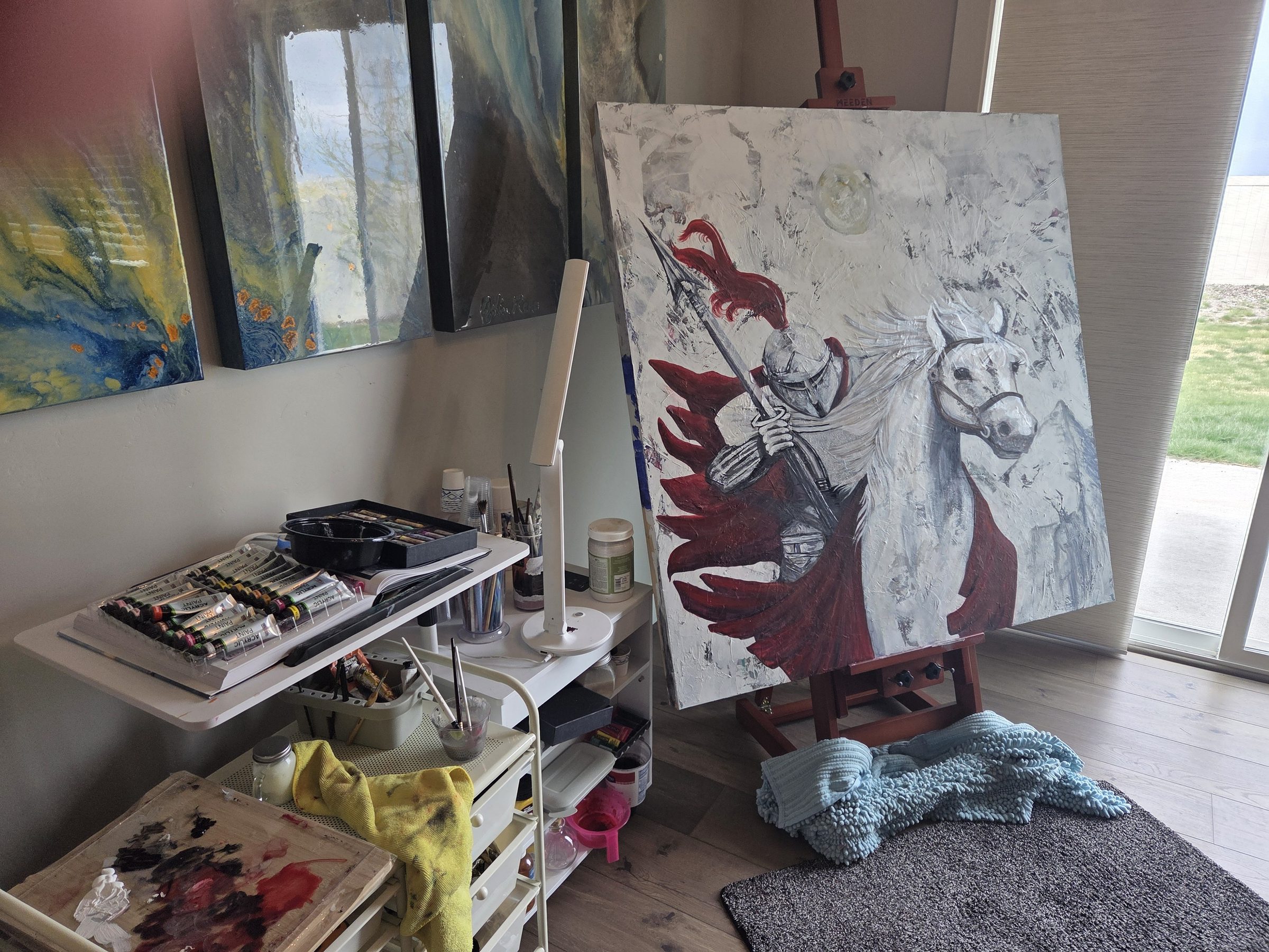 The Rider by Joline Renn — On the easel in the studio
