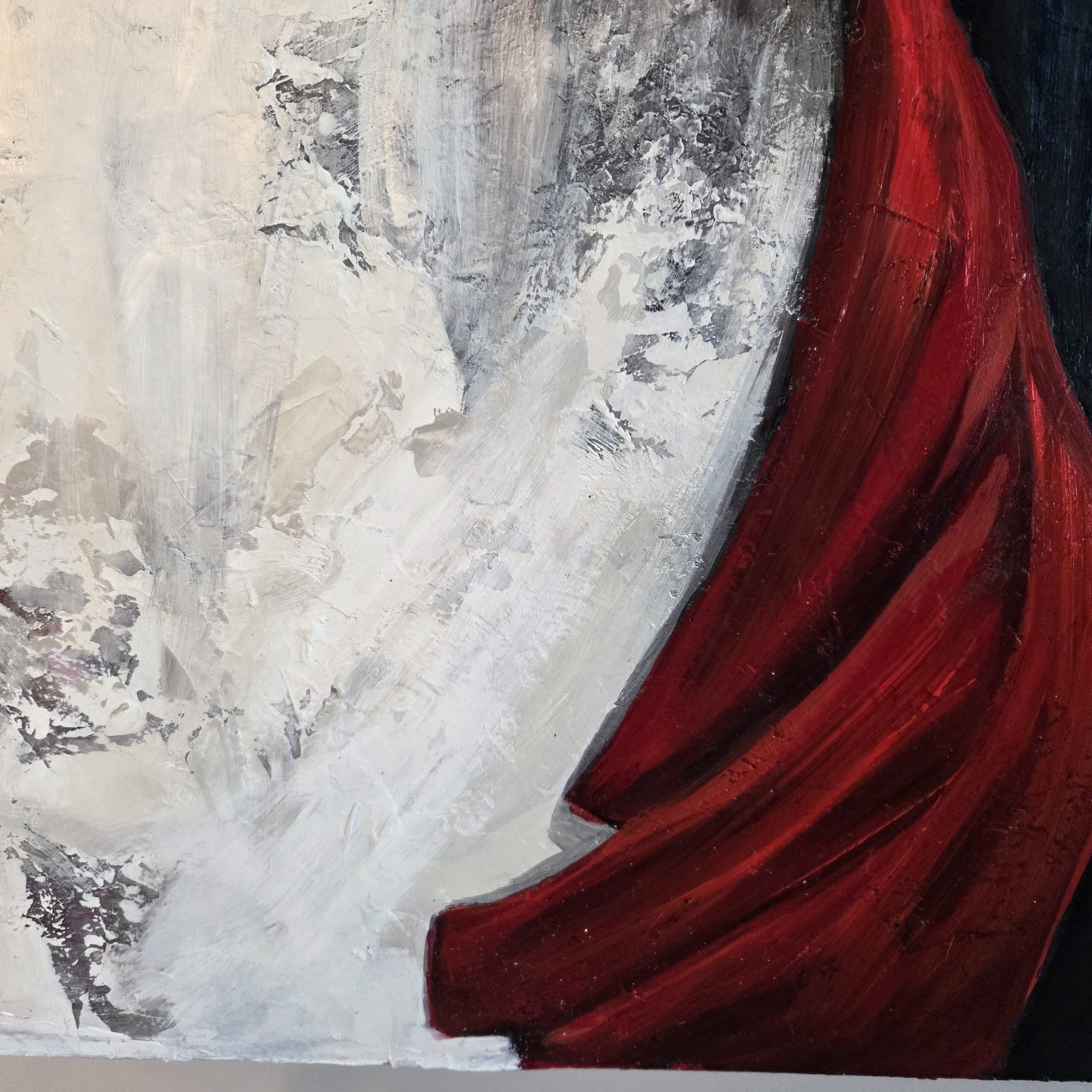 The Rider by Joline Renn — The red cloak against the horse