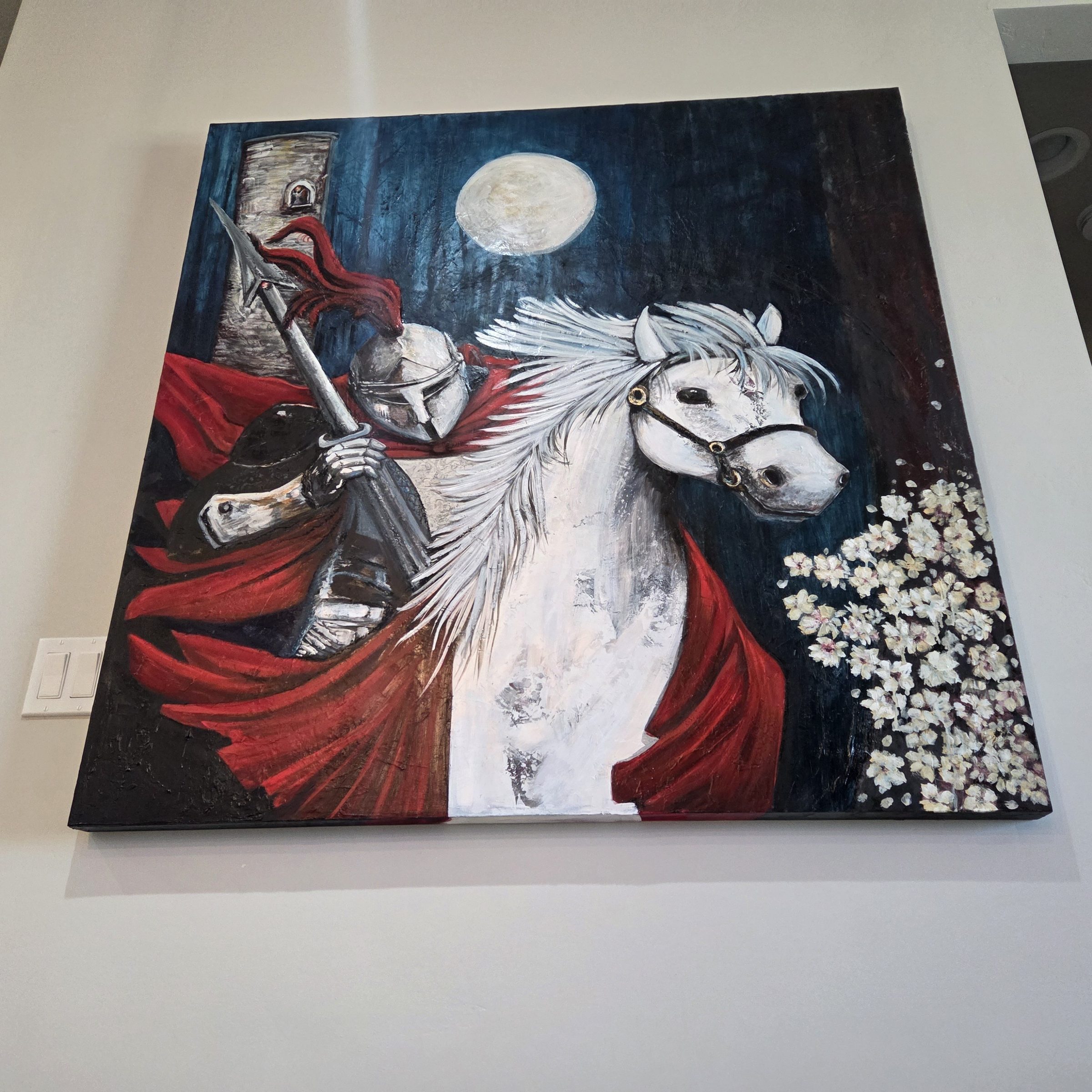 The Rider by Joline Renn — Hung, showing the depth of the board