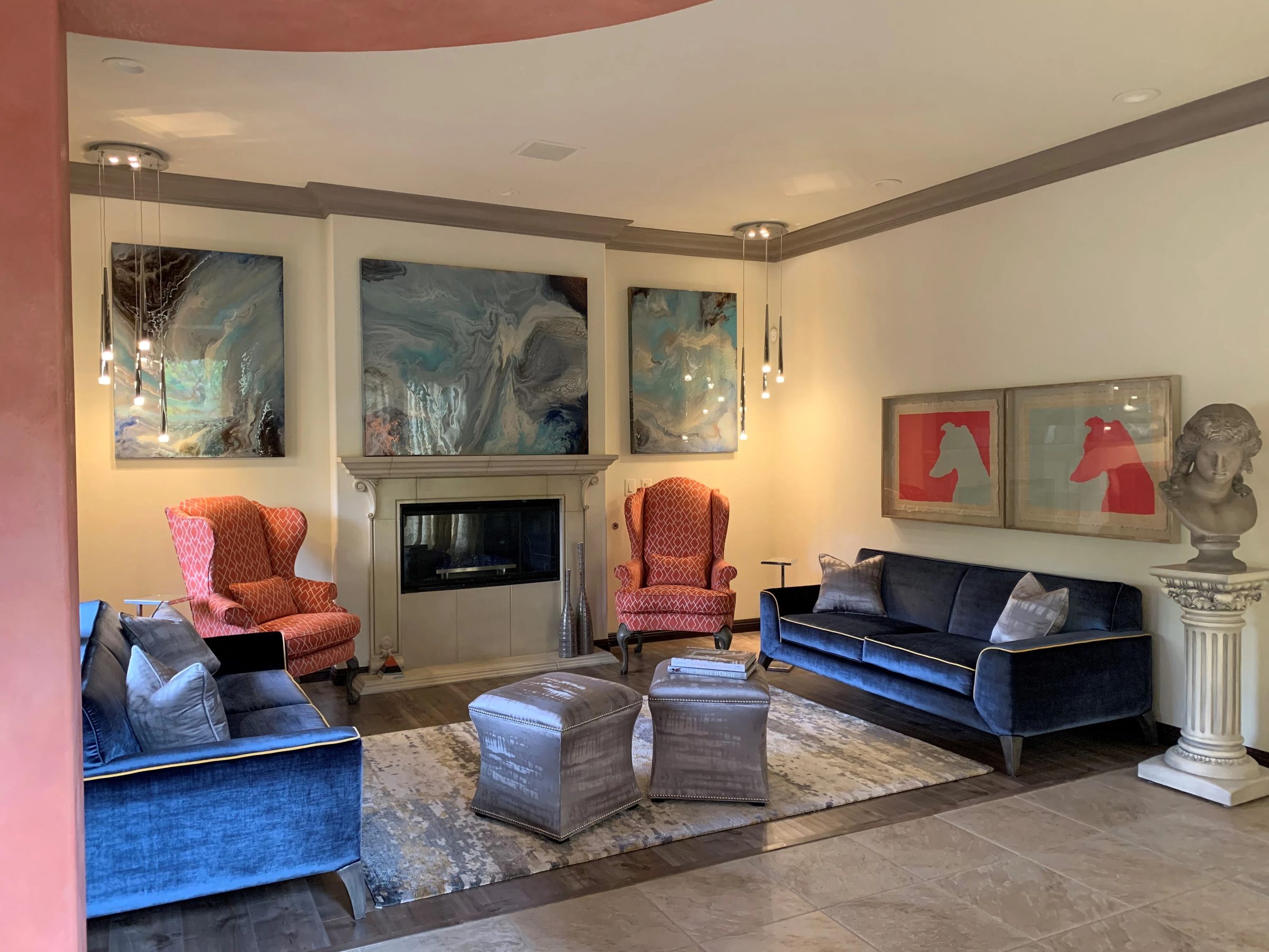 Trilogy by Joline Renn — All three panels installed in a collector's home