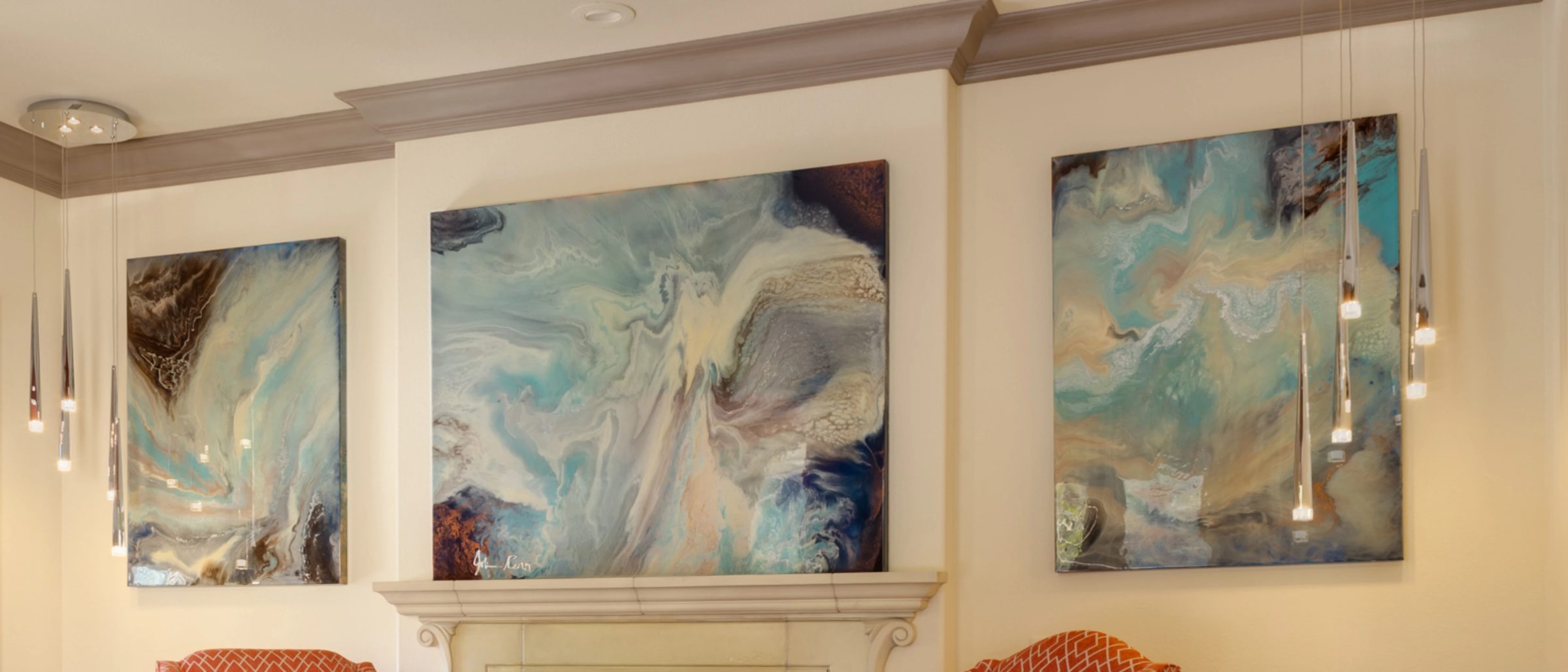 Trilogy by Joline Renn — All three panels in the room they were made for