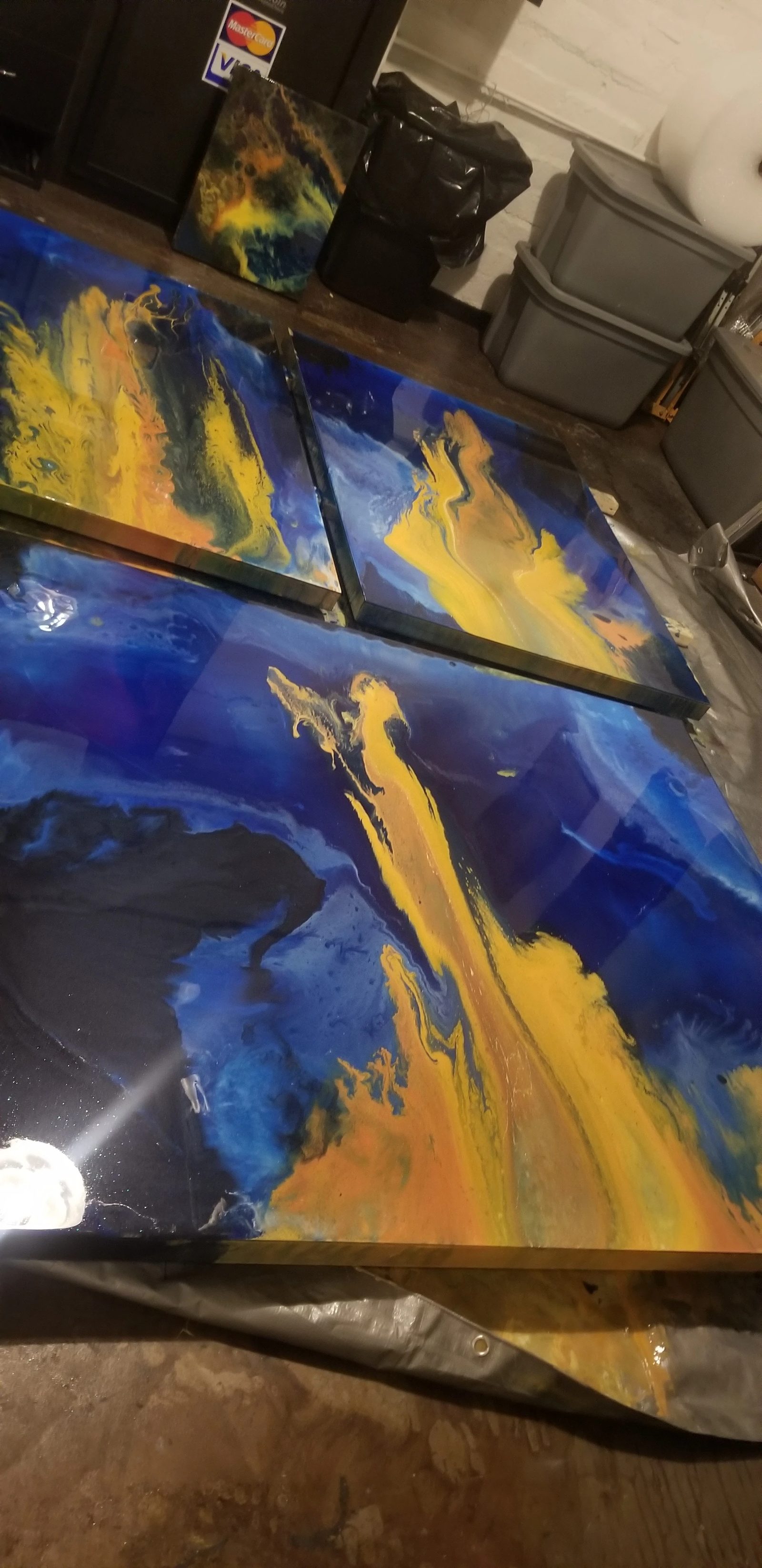 Untitled Triptych being made in the studio