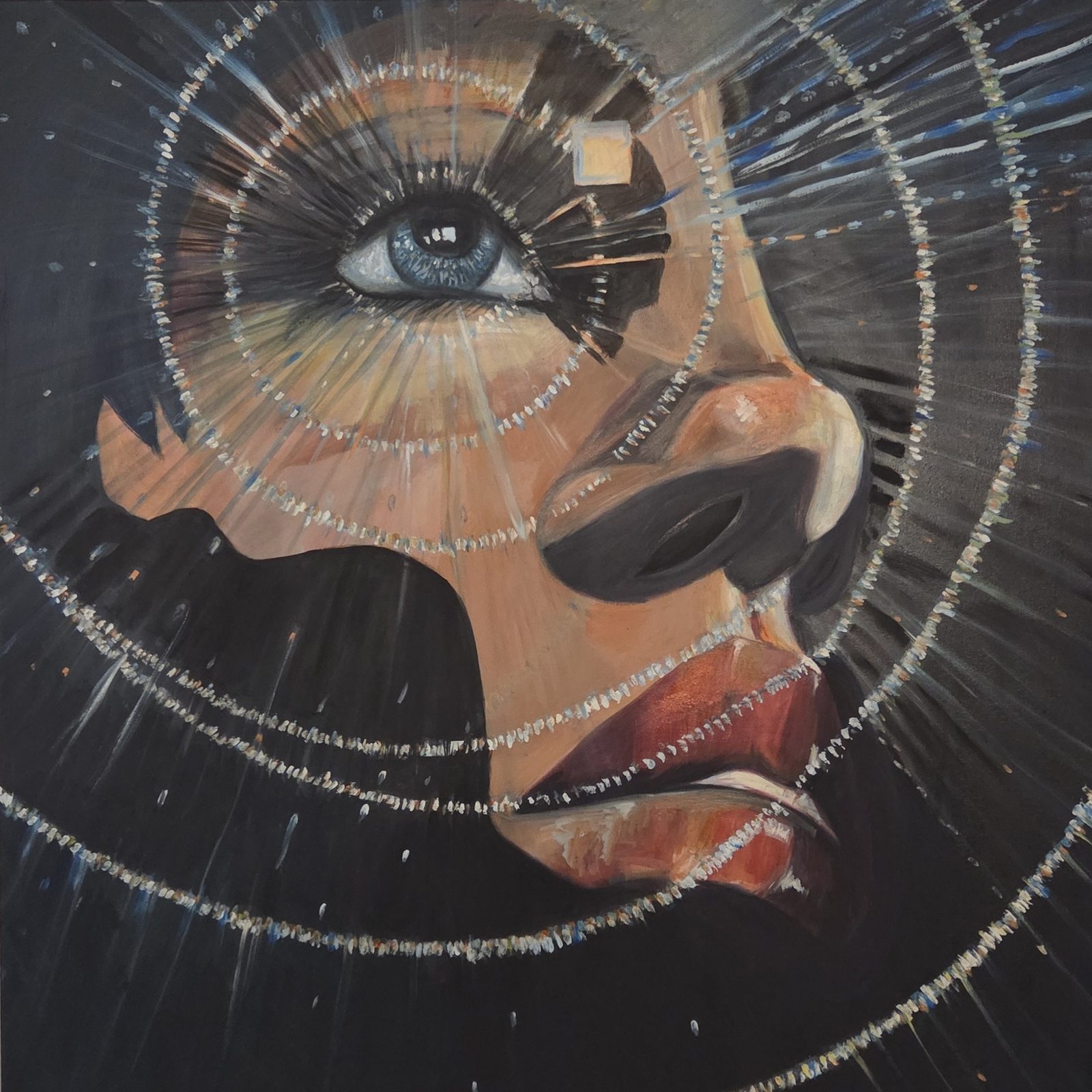 Visionary, abstract painting, 36 in × 36 in, oil on canvas, by Joline Renn